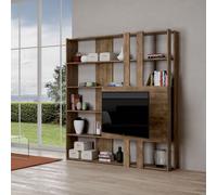 Libreria Moderna 5 Ripiani con Pannello per TV 178x36x204 cm in nobilitato Marrone