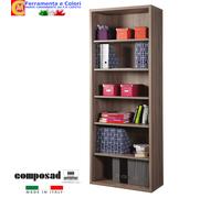 Libreria Moderna 6 Vani Regolabili in Altezza Rovere Tartufo 36x82xh217 COMPOSAD