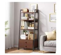 Libreria moderna a 2 ripiani, con struttura in metallo, con cassetti, elegante espositore per casa, ufficio e bagno, nero, 43 x 30 x 120 cm