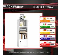 Homcom Libreria moderna a 4 livelli con ripiani aperti e anta 40X30X120 cm Bianco