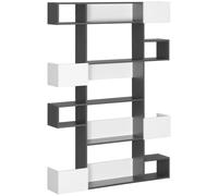 Libreria Moderna a 5 Livelli con 8 Ripiani 120x20x171 cm in Truciolato Grigia e Bianca
