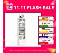 Homcom Libreria moderna a 5 livelli con ripiani aperti e anta 40X30X156 cm Bianco