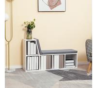 Libreria Moderna a 5 Ripiani Aperti con 2 Cuscini, in Legno, 108x30x60 cm, Grigio