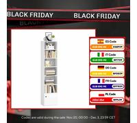 Homcom Libreria moderna a 7 livelli con ripiani aperti e anta 40X30X180 cm Bianco