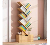Libreria moderna a 8 ripiani per CD e DVD, per soggiorno, ufficio, camera da letto, finitura in legno naturale