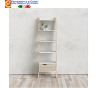 Libreria Moderna a Scala 5 Ripiani 1 Cassetto Per Casa Ufficio 55x48x180 cm