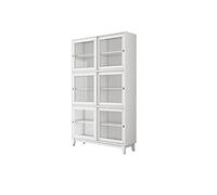 Libreria moderna bianca con porta scorrevole in vetro e vetrinetta per soggiorno, studio, ufficio, soluzione elegante per riporre oggetti (medie dimensioni)