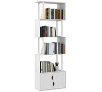 Libreria Moderna con 5 Ripiani 60x23.8x179,2 cm con Armadietto alla Base in Legno Bianco