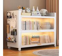 Libreria moderna con porta pieghevole, autoportante, robusta struttura in metallo, per soggiorno, camera da letto, cucina, dispensa, arredamento elegante per la casa