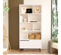 Libreria Moderna Con Vani A Giorno Ed Anta Frontale 84x30x175 Ocean Bianca