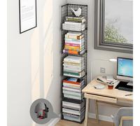 Libreria Moderna In Metallo, Verticale A Torre Per Libri Da Pavimento A 5/6 Livelli, Organizer Impilabile A Strati, Per La Decorazione Di Casa E Ufficio(Black,152cm/59.8in)