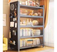 Libreria moderna pieghevole con porta autoportante, robusta struttura in metallo, per soggiorno, camera da letto, cucina, dispensa, arredamento elegante per la casa
