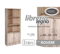 Libreria Moderna Scaffale 3 Ripiani 2 ANTE ROVERE Design Casa Ufficio h1706024