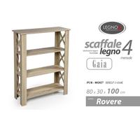 LIBRERIA MODERNA SCAFFALE MOBILE 4 RIPIANI LEGNO ROVERE MOBILE OLMO 1008030 cm