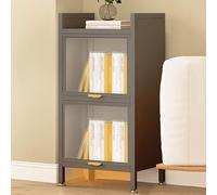Libreria moderna trasparente con anta, mobiletto autoportante con organizer a cubo, ideale per esporre libri e decorazioni in camera da letto, soggiorno, ufficio