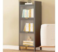 Libreria moderna trasparente con anta, mobiletto autoportante con organizer a cubo, ideale per esporre libri e decorazioni in camera da letto, soggiorno, ufficio