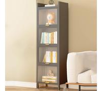 Libreria moderna trasparente con anta, mobiletto autoportante con organizer a cubo, ideale per esporre libri e decorazioni in camera da letto, soggiorno, ufficio