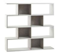 Libreria Modulare 4 Ripiani 150x144x38 cm Ossido Bianco/Cemento