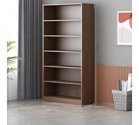 Libreria modulare marrone con piedini per armadietti da pavimento, ripiani aperti stabili e pannello posteriore per esposizione, versatile libreria multiscena e soluzione di archiviazione (A60)