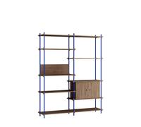 Libreria Moebe Shelving High Rovere Fumé/Blu Scuro