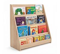 LIBRERIA MONTESSORI BAMBINI LEGNO 4 RIPIANI PORTA LIBRI CAMERETTA BORDI ROTONDI