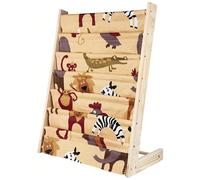 Libreria Montessori per bambini in legno naturale e tela, portariviste con 6 ripiani, mensola espositiva salvaspazio per la cameretta, dimensioni 60 x 30 x 80 cm Basta con il disordine! Incoraggia lo