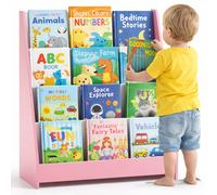 BAKAJI Libreria Montessoriana per Bambini in Legno, Portariviste Multiripiano Salvaspazio per Cameretta, Scaffalatura Organizer Espositore Porta Libri, Riviste, Giochi (Rosa)