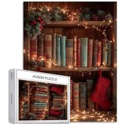 Libreria natalizia retrò, 1000 pezzi, puzzle per adulti, atmosfera natalizia, puzzle artistico colorato fai da te per la decorazione della casa, regali, puzzle per famiglia, perfetto per serate di