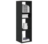 Libreria nera, 34 x 31 x 112 cm, materiale in legno, resistente, versatile, con supporto a parete