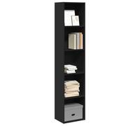 Libreria Nera 40x30x189 cm in Legno Multistrato - Modern Bookcase with Durable Particle Board, Spacious Storage for Living Room Bedroom, Easy Assembly & Maintenance, Black Shelving Unit