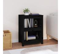 Libreria Nera 50x35x68 cm in Legno Massello di Pino - Modern Wooden Bookshelf for Living Room Office Sturdy Pine Shelf with 4 Tier Storage Space Elegant Black Finish - Compact Bookshelf Organizer
