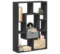 Libreria Nera 63x20x90 cm in Truciolato - Modern Bookshelf with Geometric Design, 7 Compartments for Living Room Bedroom, Durable Particle Board, Easy Assembly & Maintenance, Max Load 60 kg