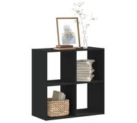 Libreria Nera 68.5x32x68.5 cm in Legno Multistrato, 4 Shelf Bookcase for Living Room & Office, Sturdy Wood Storage Shelf for Books, Decor, Photos, Modern Black Bookshelf with Smooth Surface