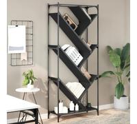 Libreria Nera 79x30x180 cm in Legno Multistrato e Metallo, Libreria Moderna per Soggiorno Camera da Letto, Scaffale Albero con Ampio Spazio, Design Creativo Stabile, Ideale per e Oggetti Decorativi