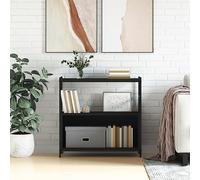 Libreria Nera 80x30x78.5 cm Industrial Bookshelf for Home & Office, Sturdy Multilayer Wood & Metal Frame, Adjustable Feet, Wall Mountable Storage Shelf for Books Decor