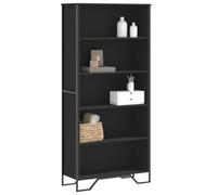 Libreria Nera 80x31x169 cm in Truciolato, Modern Black Bookshelf for Living Room & Office, Sturdy Particle Board Storage Shelf with 5 Adjustable Shelves, Space-Saving Furniture for Home Decor