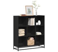 Libreria nera 97,5 x 33 x 107,5 cm, moderna mensola cubo in legno e metallo, versatile organizer a cubo per libri, decorazioni e ufficio