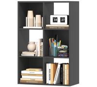 Libreria Nera dal Design Moderno con 6 Scomparti, HOMCOM, 61.5x29.5x91.5cm