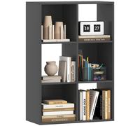 Libreria Nera dal Design Moderno con 6 Scomparti, HOMCOM, 61.5x29.5x91.5cm
