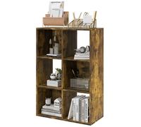 Libreria Nera dal Design Moderno con 6 Scomparti, HOMCOM, 61.5x29.5x91.5cm