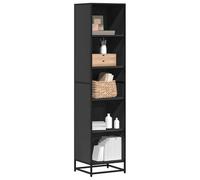 Libreria Nera Moderna 40x35x170, 5 cm in Legno Multistrato e Metallo, Scaffale Libreria con 5 Ripiani, Design Industriale per Soggiorno, Camera da Letto, Ufficio, Resistente, Facile Assemblaggio