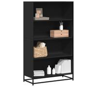 Libreria Nera Moderna 80,5x35x139 cm in Truciolato e Metallo, Scaffale per Libri Industriale, Libreria da Parete Soggiorno e Camera da Letto, Ampio Spazio per Libri, Riviste, DVD, 4 Ripiani Aperti