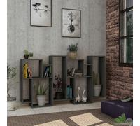LIBRERIA ORIZZONTALE VERTICALE BIFACCIALE ANTRACITE MODERNA 96X25,5X168,5 H CM