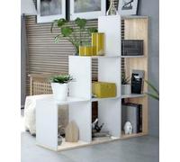 Libreria Parete Divisoria BOX Design Scaletta Cubi Bianco Rovere 108cm Studio