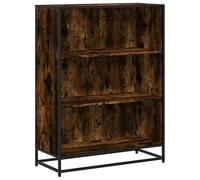 Libreria per affumicatura, 80,5 x 35 x 107,5 cm, moderno sistema di scaffali in legno e metallo, per soggiorno, ufficio, stabile, salvaspazio, design elegante