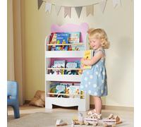 Libreria per Bambini a 3 Ripiani, Scaffale Salvaspazio a Forma di Orsetto con Barriere Frontali, per Cameretta e Salotto, 55x15x110 cm Esplora il fascino della libreria per bambini AIYAPLAY, un incant