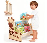 Libreria per bambini in legno a 2 ripiani, Libreria Montessoriana per Bambini, Scaffalatura Espositore da Cameretta, organizer per libri con maniglia, scaffale organizer per Cameretta e Stanza (03)