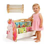 Libreria per bambini in legno a 2 ripiani, Libreria Montessoriana per Bambini, Scaffalatura Espositore da Cameretta, organizer per libri con maniglia, scaffale organizer per Cameretta e Stanza (02)
