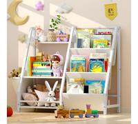 Libreria per bambini, organizer per giocattoli - Mensola frontale per libri da pavimento per la camera dei bambini, piccola libreria bianca per camera da letto, libreria per bambini Montessori