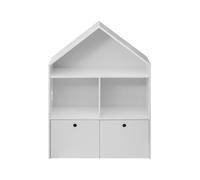 Libreria per Bambini Portagiochi in Legno Bianco 3 Scaffali 2 Cassetti Cameretta
